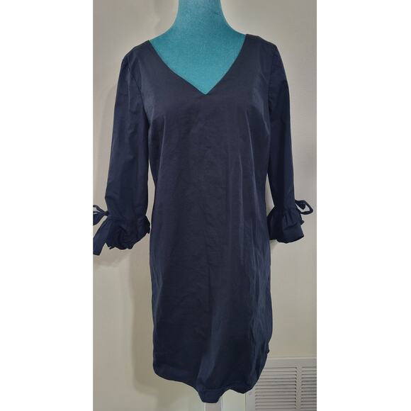 J. Crew Dress Womens Size 8 Ruffle Tie Sleeve Dress Black Modern Witchy Goth - Picture 2 of 8